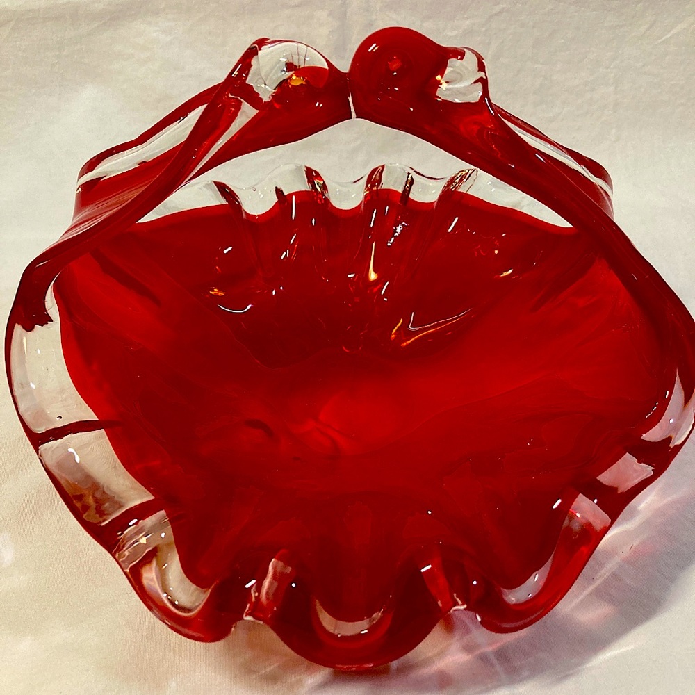 Murano Handblown Glass Art Basket/ Bowl